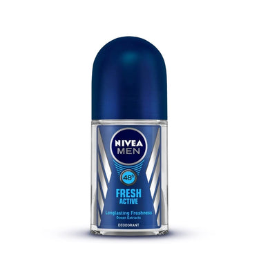 Nivea Deodorant Fresh Active Roll On for Men, 50ml & NIVEA Men Lip Balm, Active Care SPF for 24h Moisture, 4.8 g